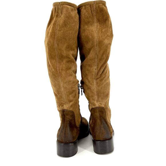 Prada brown suede colorblock riding boots (35.5 / US 5) - Picture 5 of 13